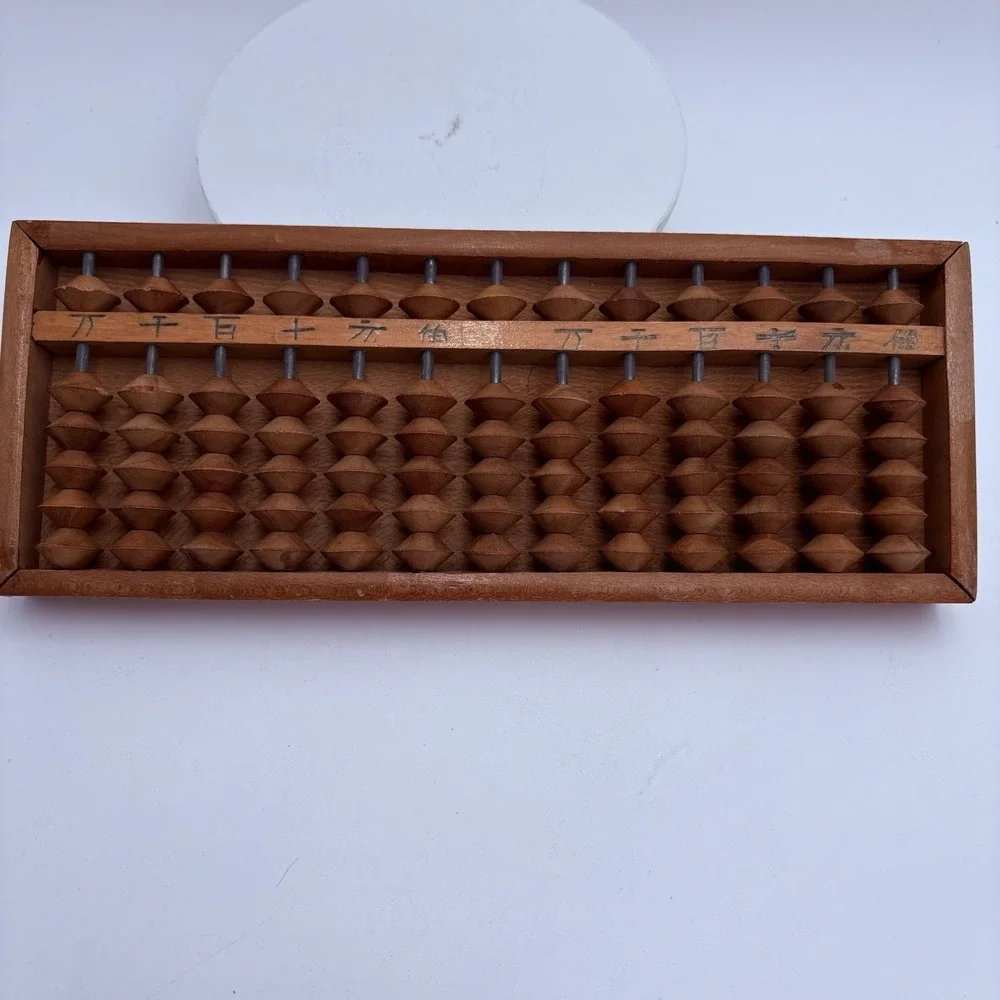 Vintage Japanese Soroban Abacus Carved Wood 15 Rows 90‎ Beads 1/6 Combo Math